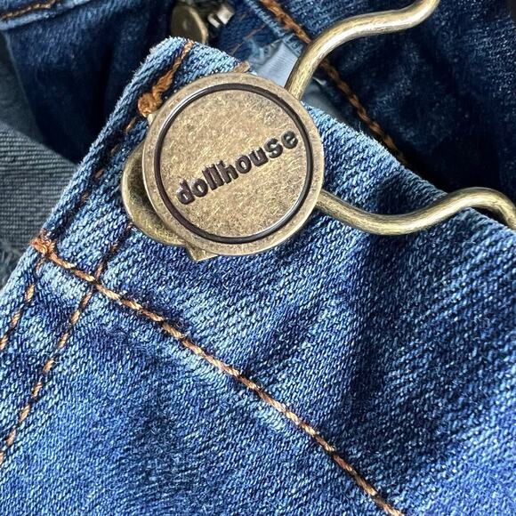 Distressed Blue Jean Shortalls Overalls Shorts Women's 5 Country Cowgirl READ - Picture 15 of 15